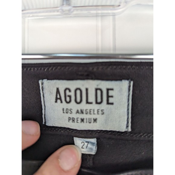 Agolde Womens Waxed Jeans Shiny Black Stretch Denim Size 27‎ Biker Party Stylish - Picture 11 of 13